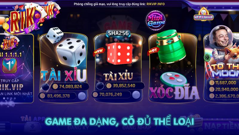 Game đa dạng, có đủ thể loại